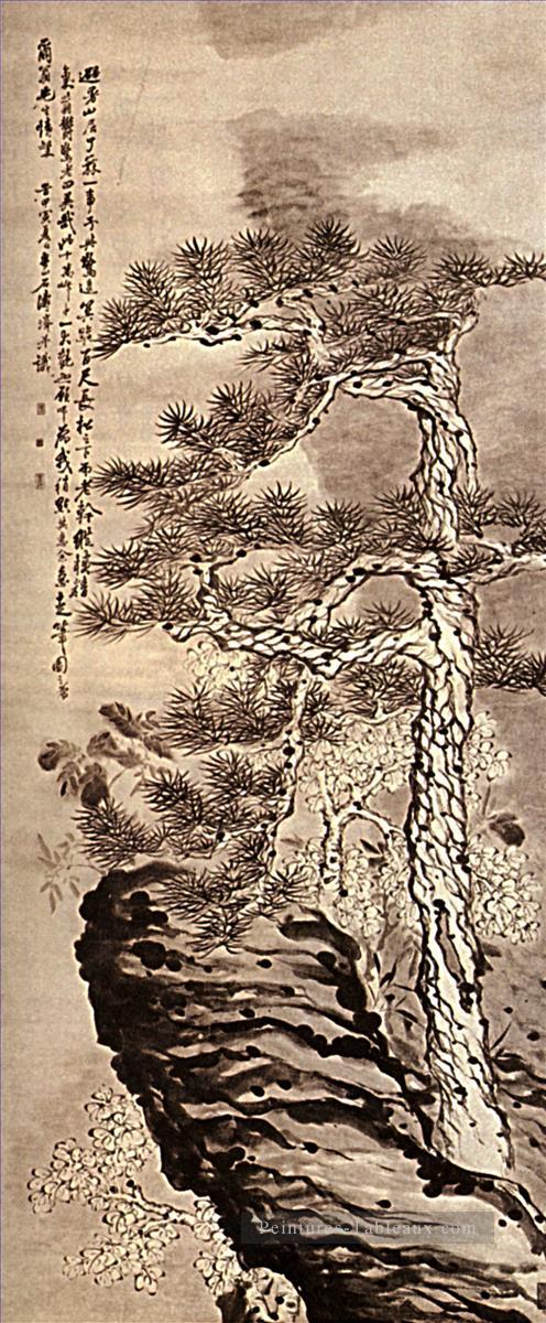 Goupille de Shitao sur la falaise 1707 Peintures à l'huile